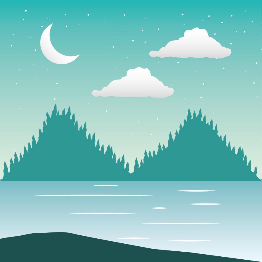 Wanderlust forest landscape with lake scene vector