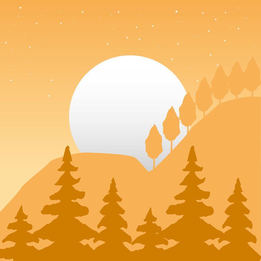 Wanderlust forest landscape with full moon scene vector