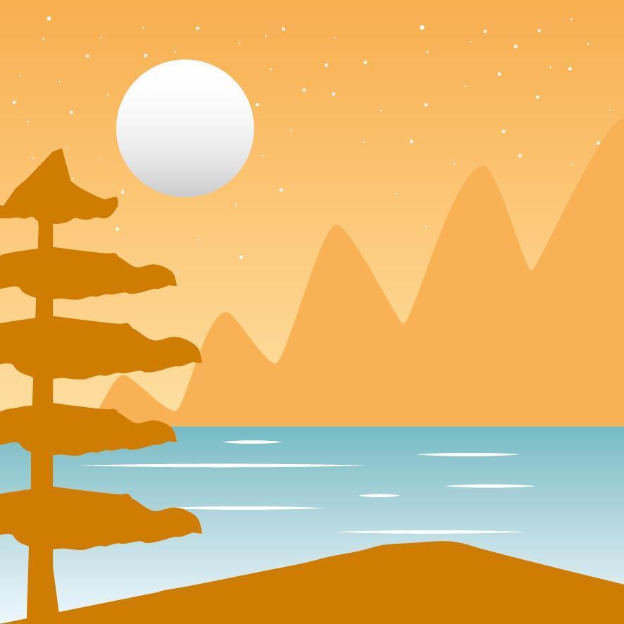 Wanderlust forest landscape with full moon scene vector