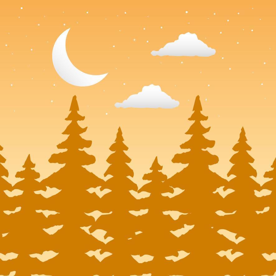 Wanderlust forest landscape with crescent moon scene vector