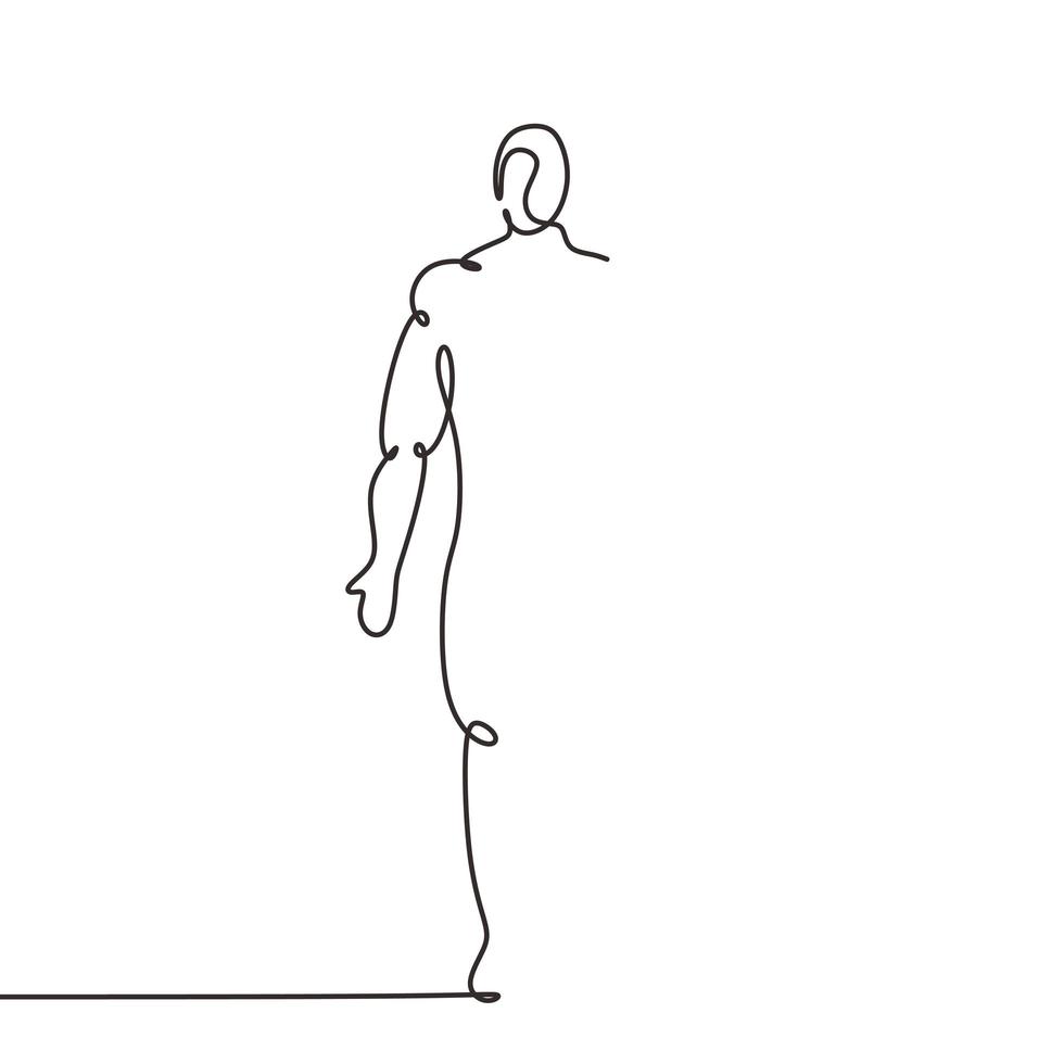 Human portrait one line drawing, body anatomy hand drawn minimalism. vector