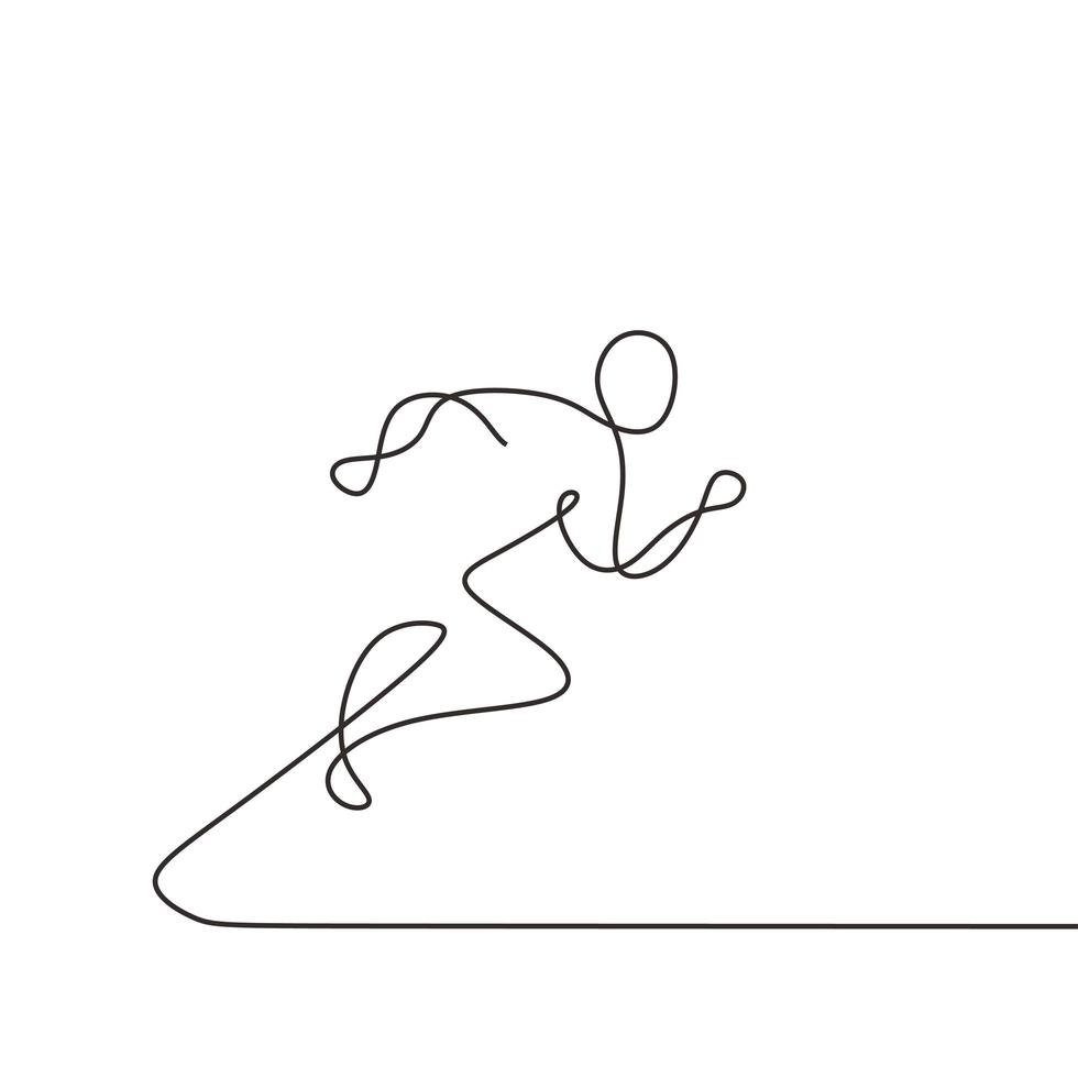 dibujo de una línea persona corriendo, arte lineal minimalista. continua carrera humana dibujada a mano y salto. vector