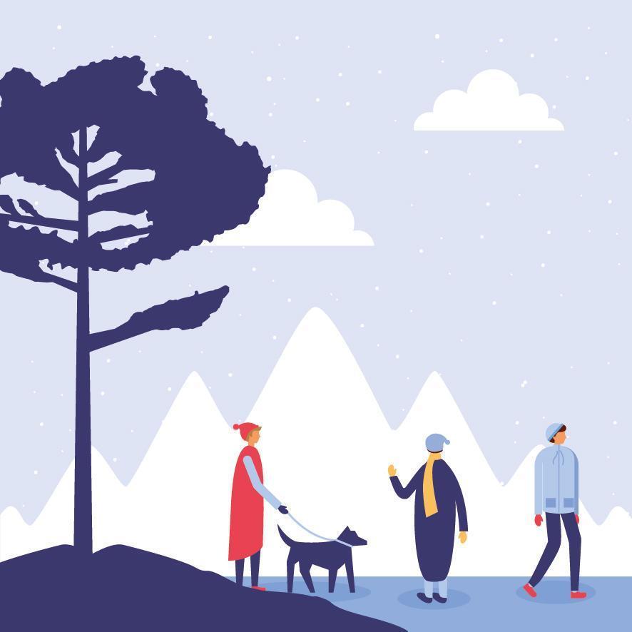 People doing outdoor activities in winter vector