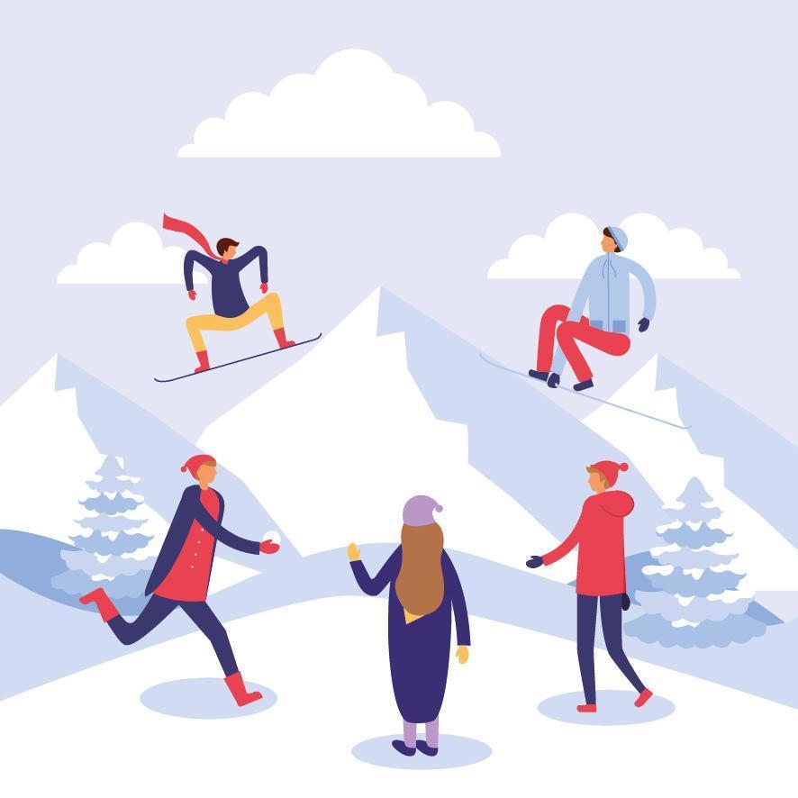 People doing outdoor activities in winter vector