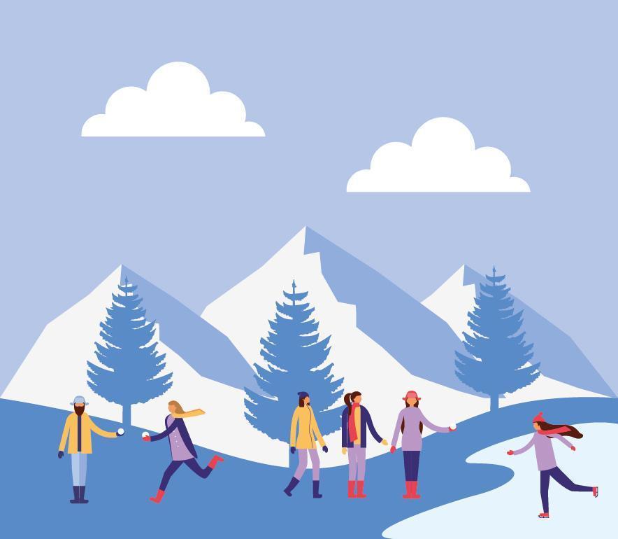 People doing outdoor activities in winter vector