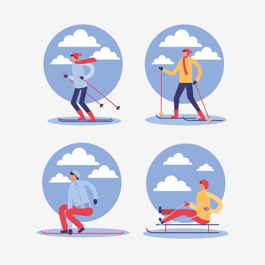 People doing outdoor activities in winter vector