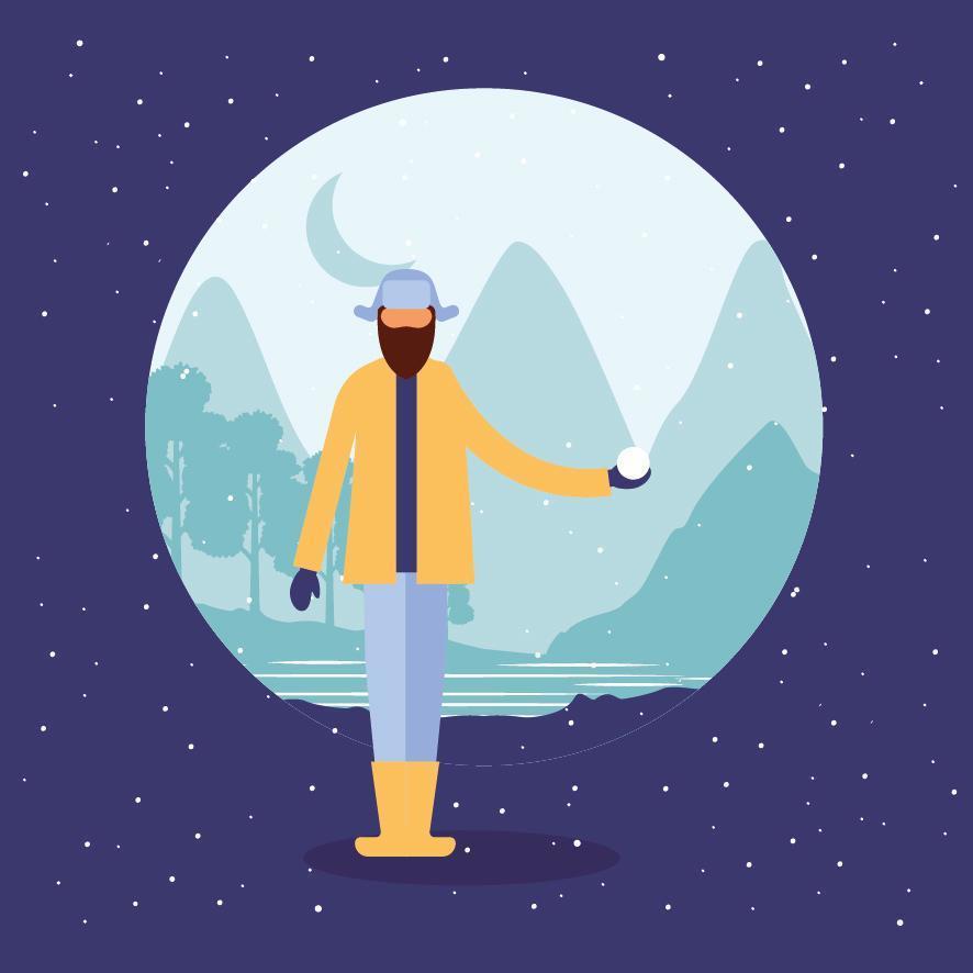 Bearded man with snow ball 1957472 Vector Art at Vecteezy