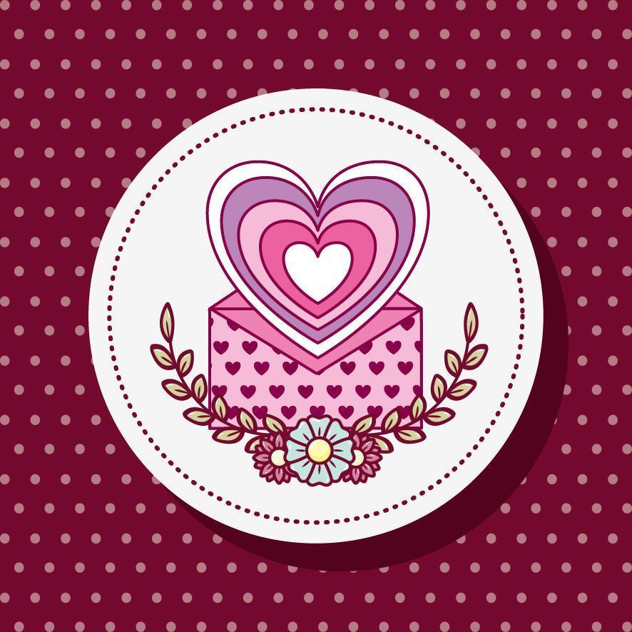 Cute heart with flowers and envelope vector