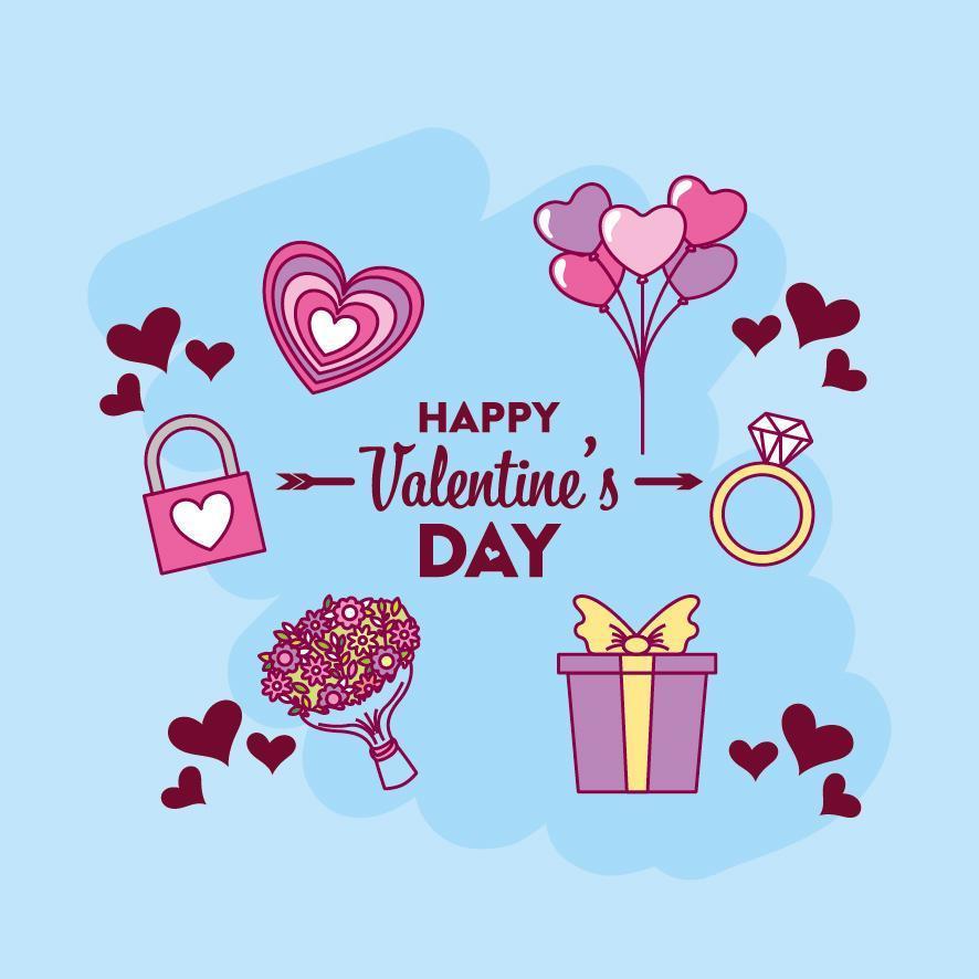 Valentine's Day design with icons vector