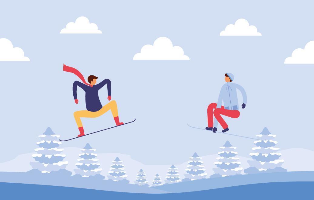 People doing outdoor activities in winter vector