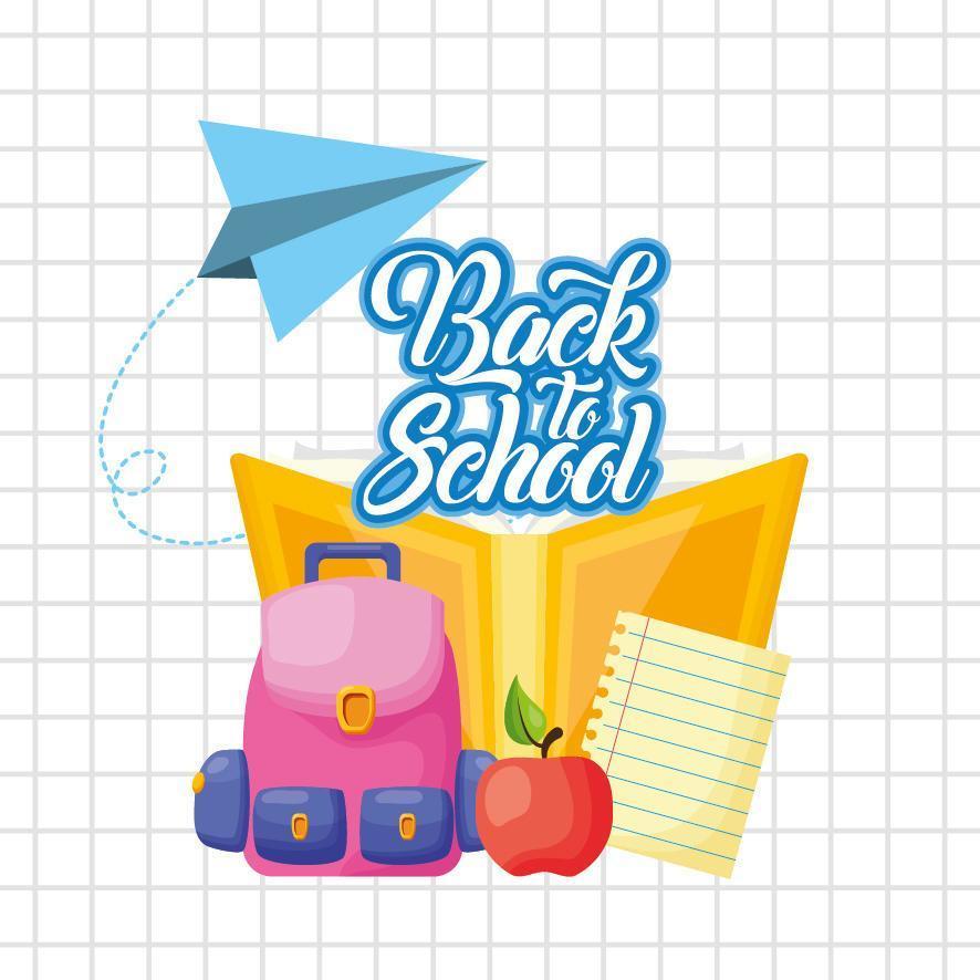 back to school poster with schoolbag and supplies vector