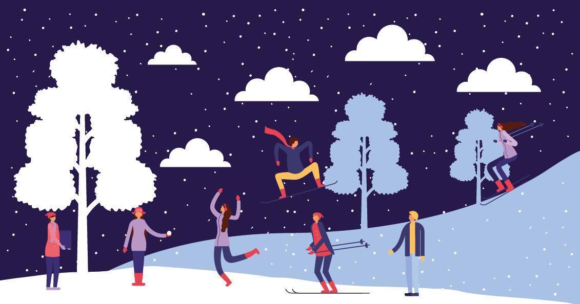 People doing outdoor activities in winter vector