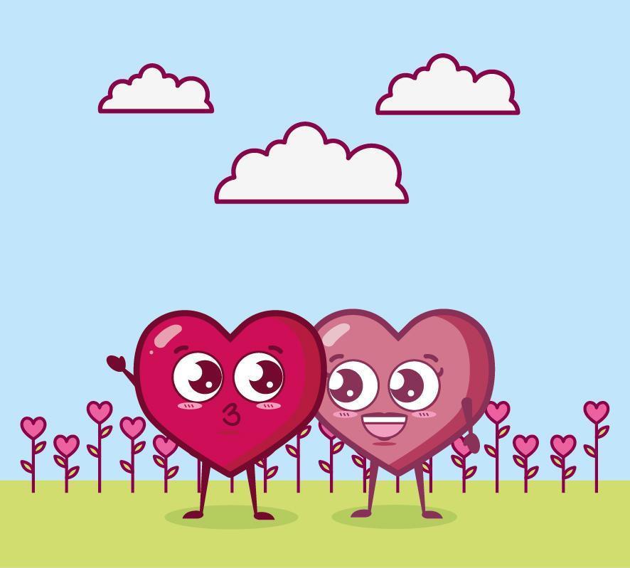 Valentine's Day design with heart characters vector