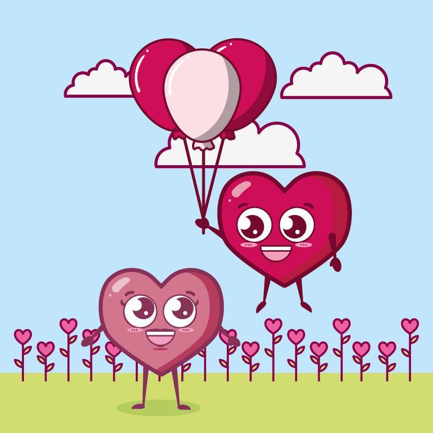 Valentine's Day design with heart characters vector