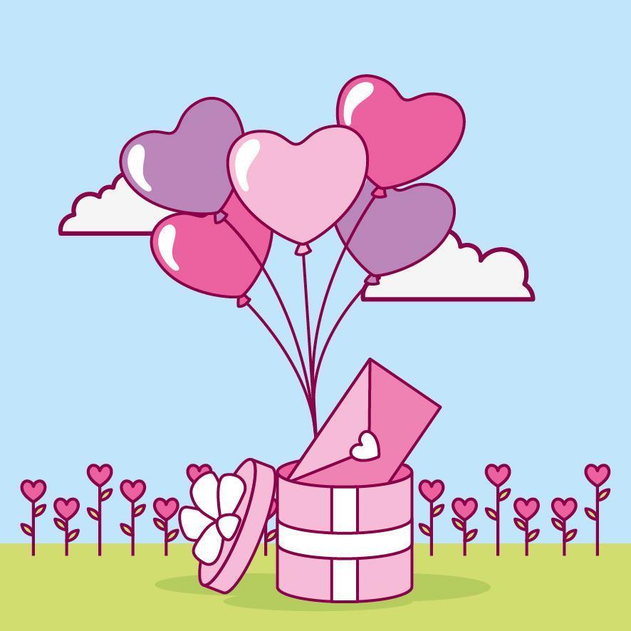 diseño de san valentín con linda caja de regalo vector