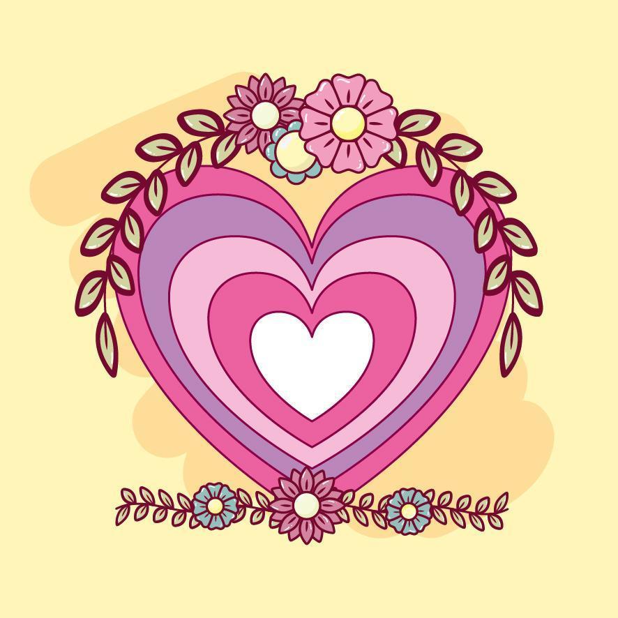 Cute heart with flowers vector