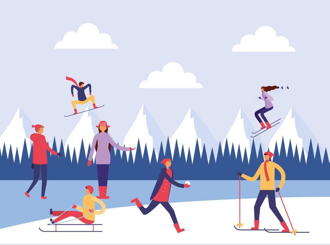 People doing outdoor activities in winter vector