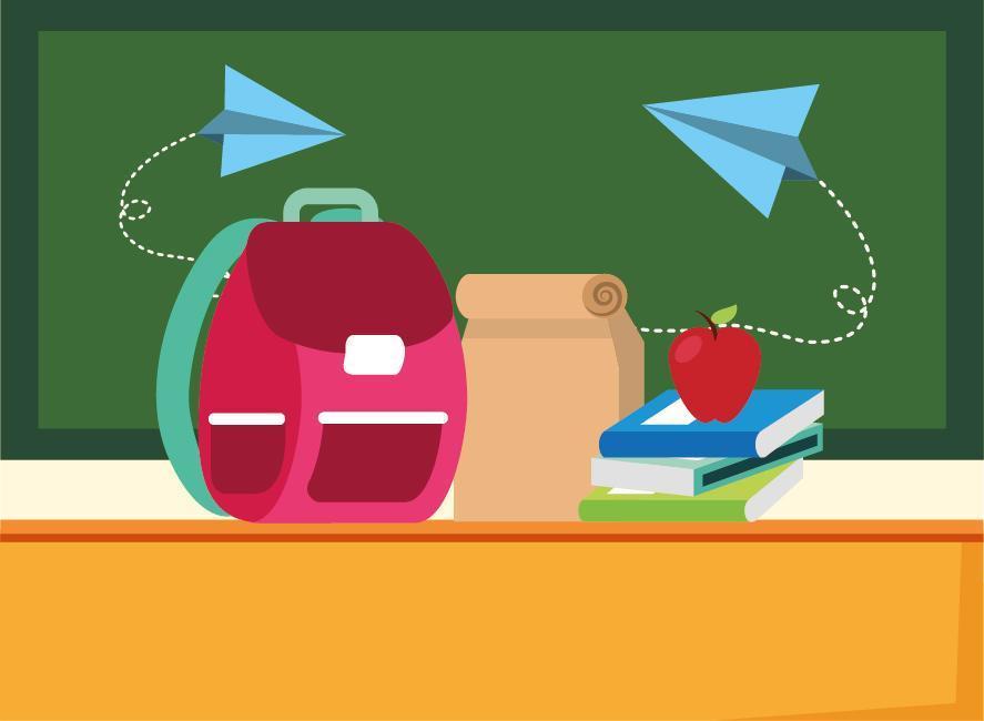 back to school poster with schoolbag and supplies vector