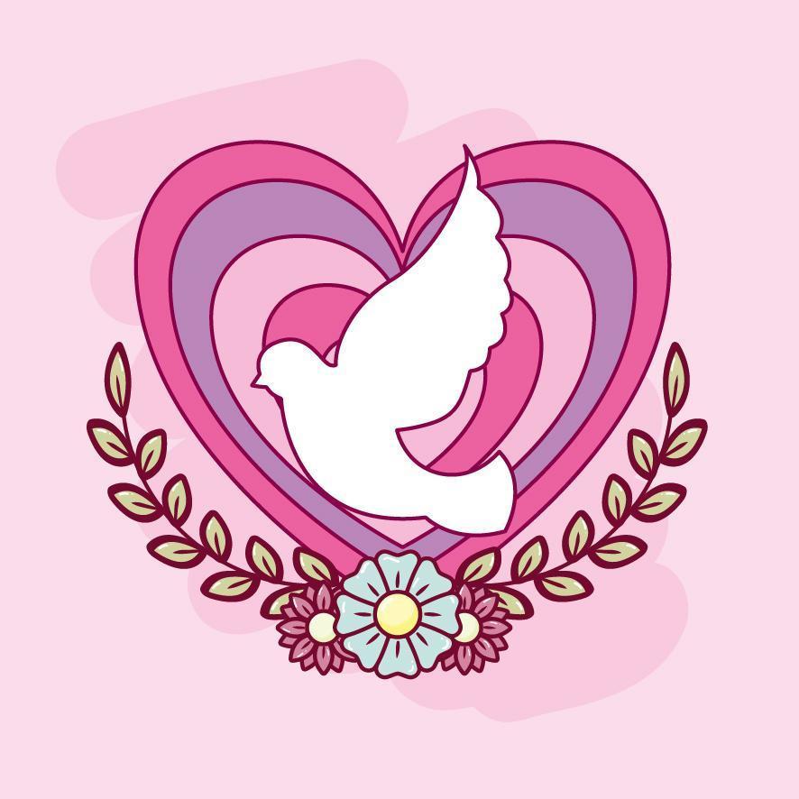 Happy Valentine's Day card with heart and dove vector