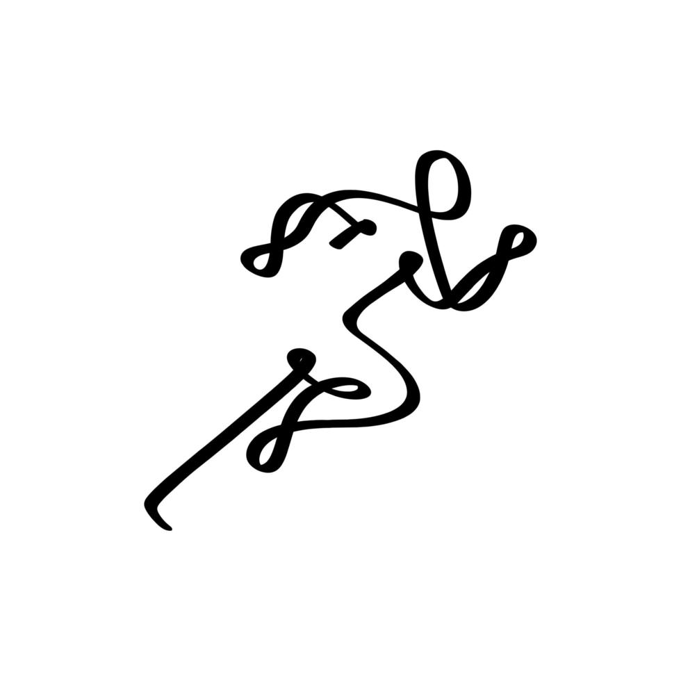 Continuous line drawing, person running. Abstract minimalism vector illustration, sign and symbol of speed.