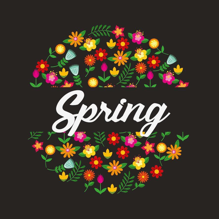 Hello spring poster with floral wreath vector