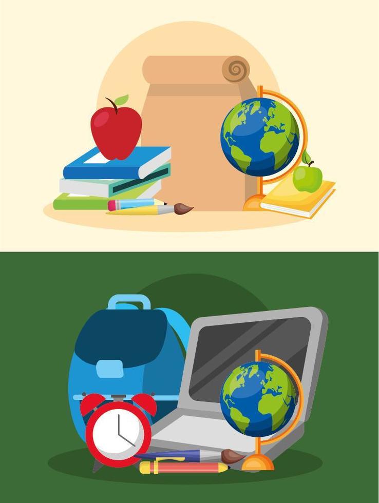 Back to school banner set with school materials vector