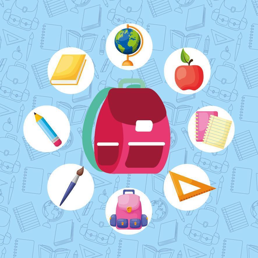 back to school poster with schoolbag and supplies vector
