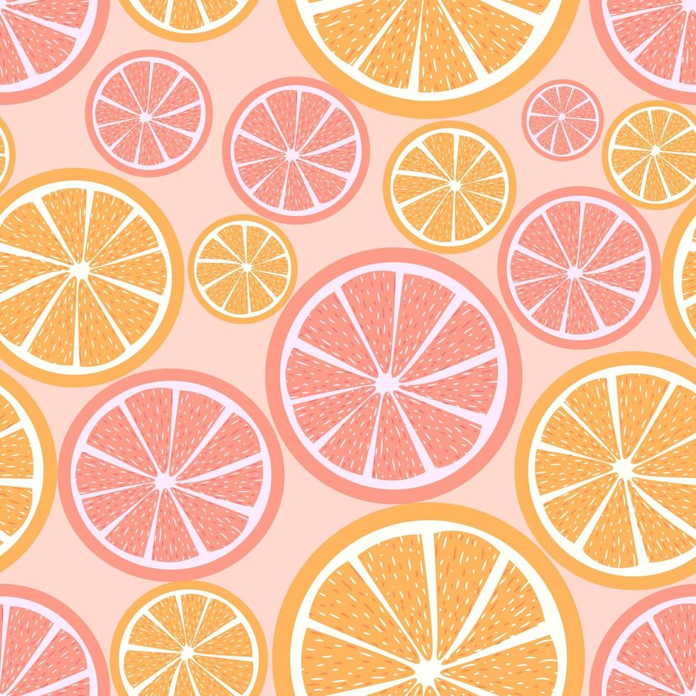 Summer citrus repetitive background with slices of fruits vector