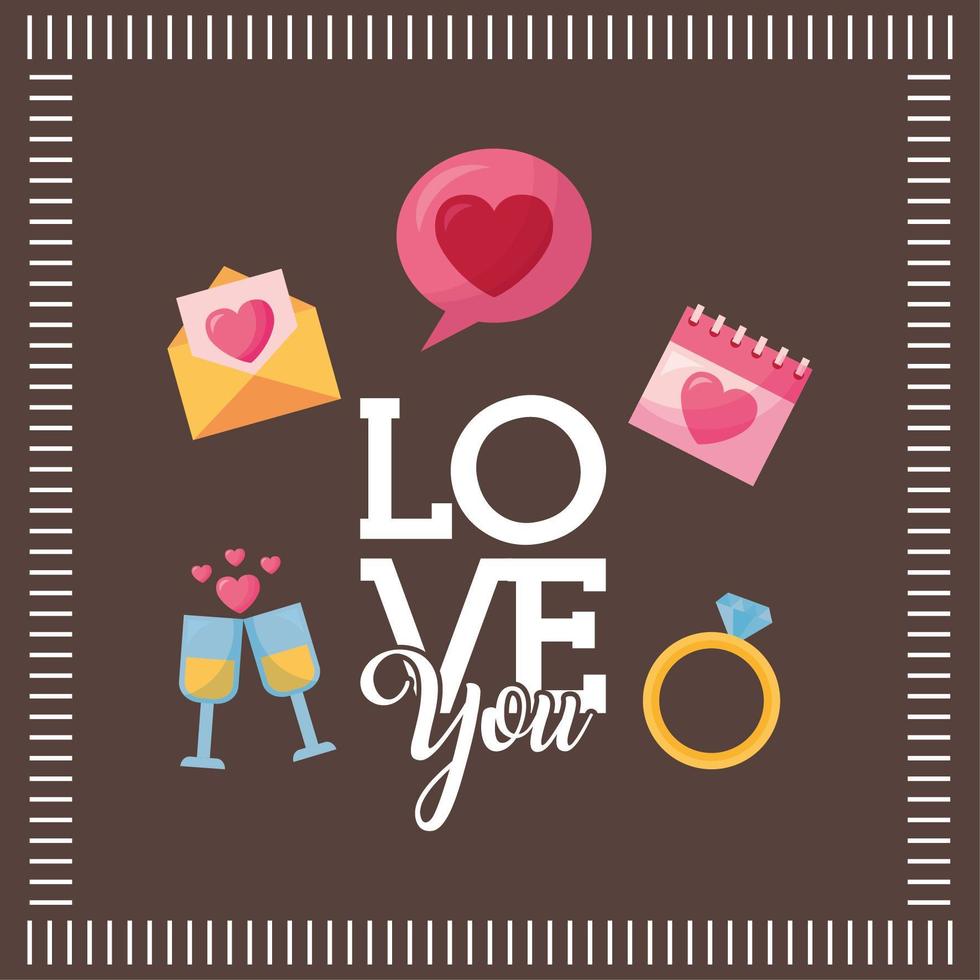 Valentine's Day design with icons vector