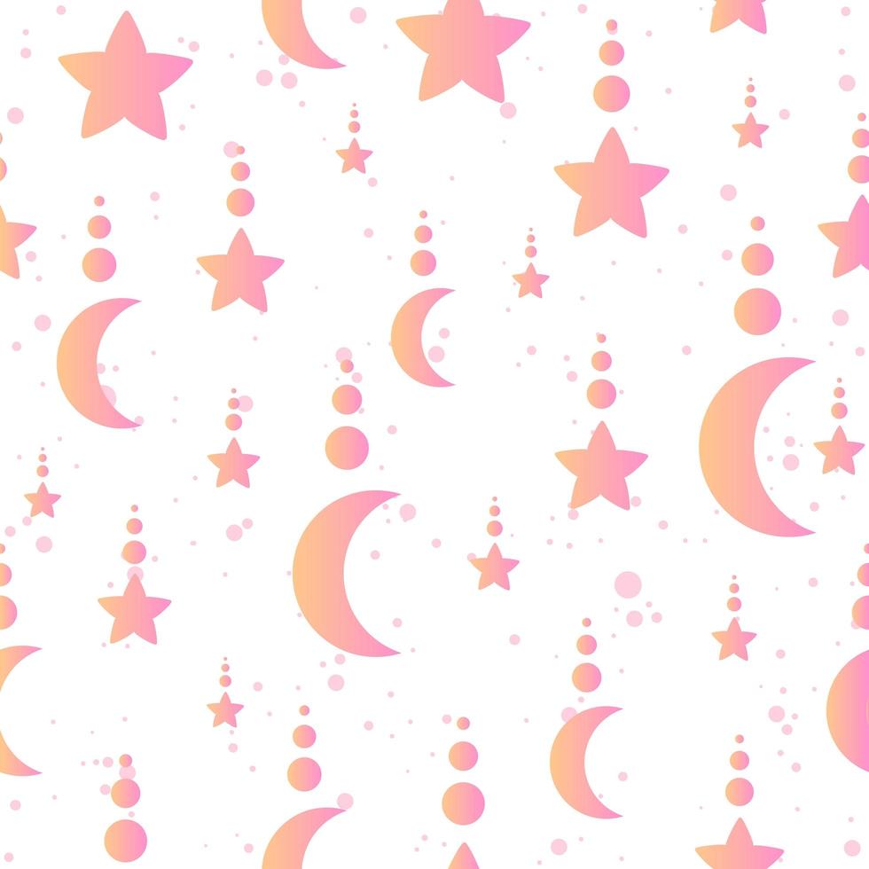 Minimalistic celestial seamless pattern with moons and stars vector