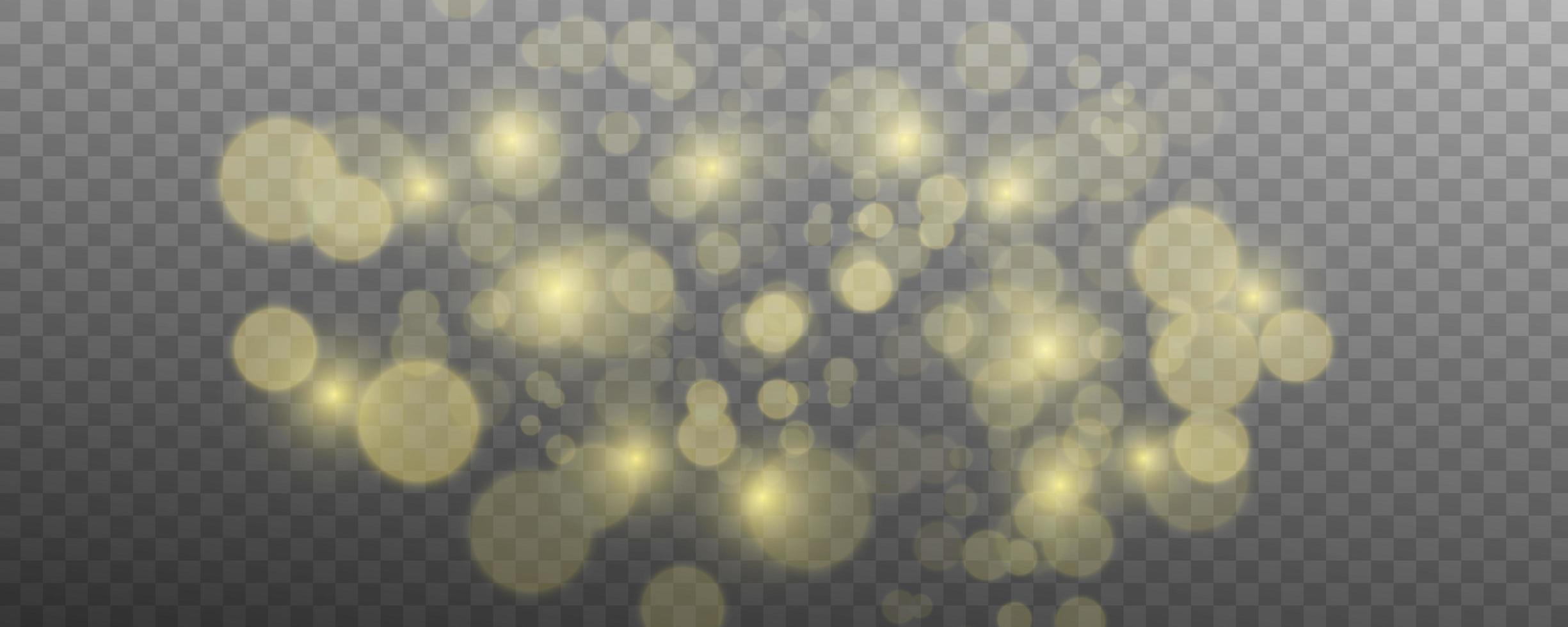 Blurred light sparkle elements. Glitters isolated on transparent background. vector