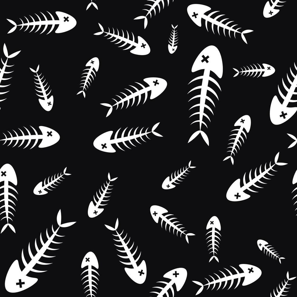 Black and white seamless pattern with dead fish skeletons vector