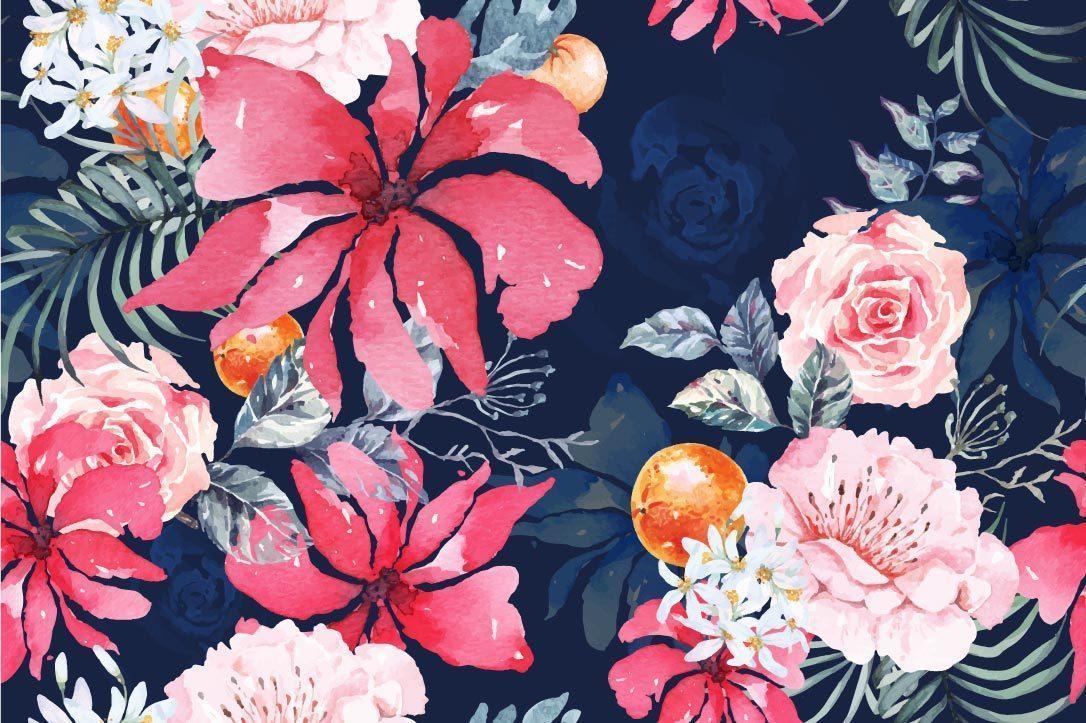 Rose seamless pattern with watercolor vector