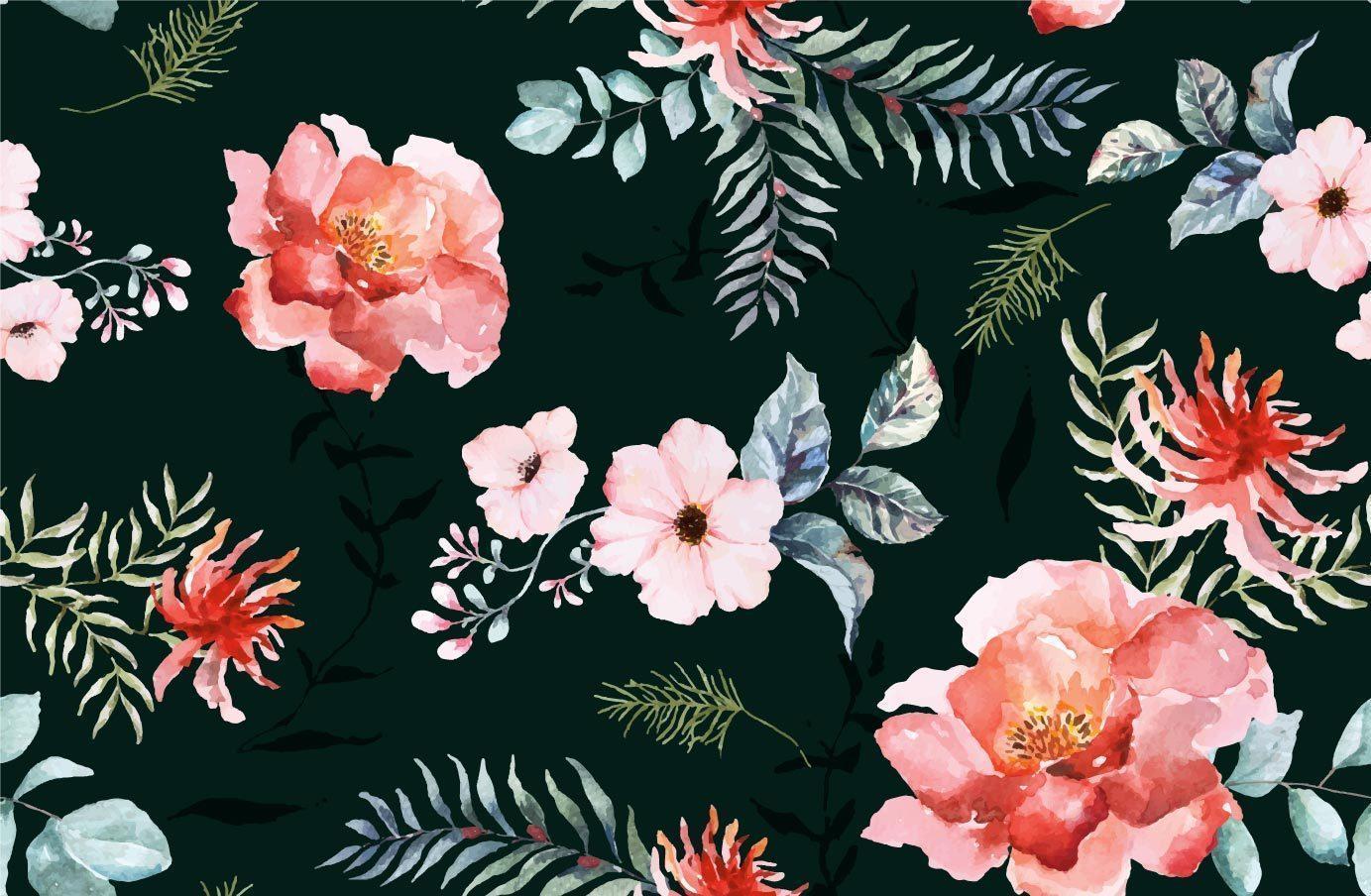 Rose seamless pattern with watercolor vector