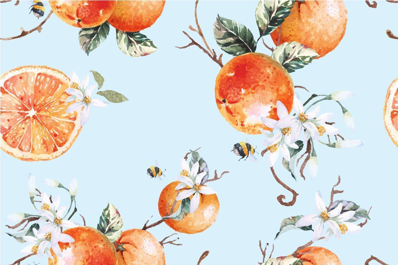 Seamless pattern of tangerines vector