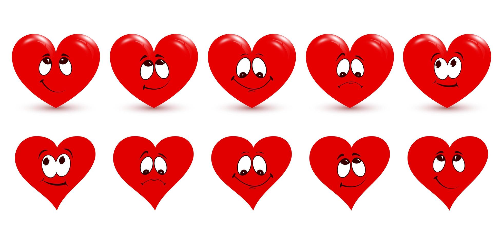 Set of red hearts on white background. The main symbol of Happy Valentine's Day. vector