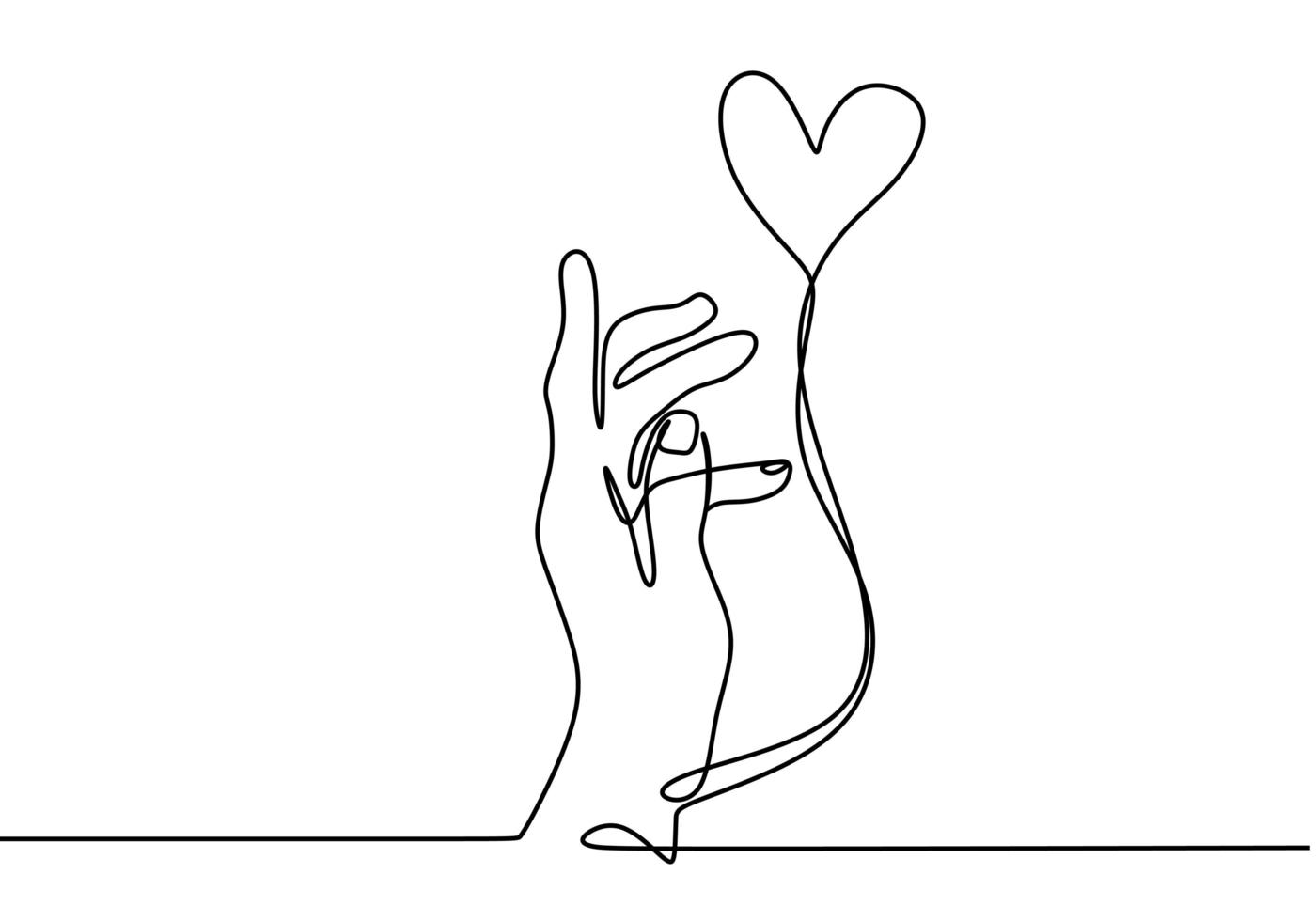 Continuous Line Drawing Of Love Symbol Hand With Heart Balloon One Hand Drawn Sketch Vector Illustration Vector Art At Vecteezy