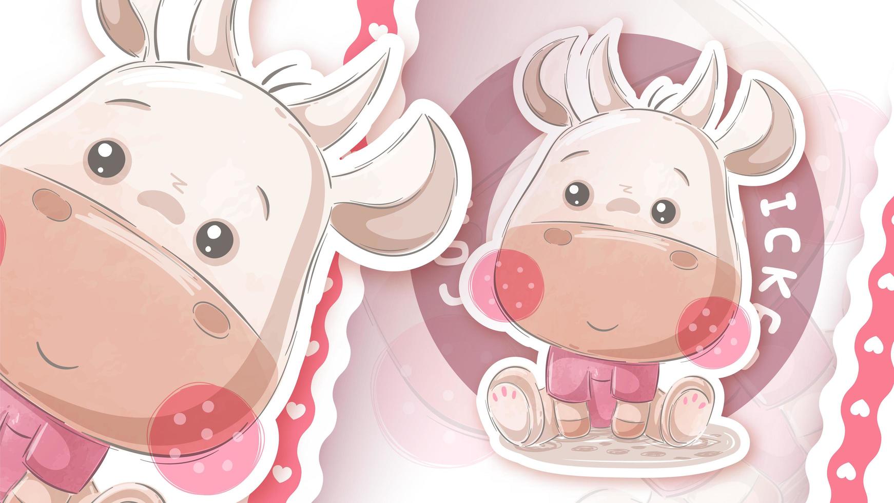 Cute cow in sticker style vector