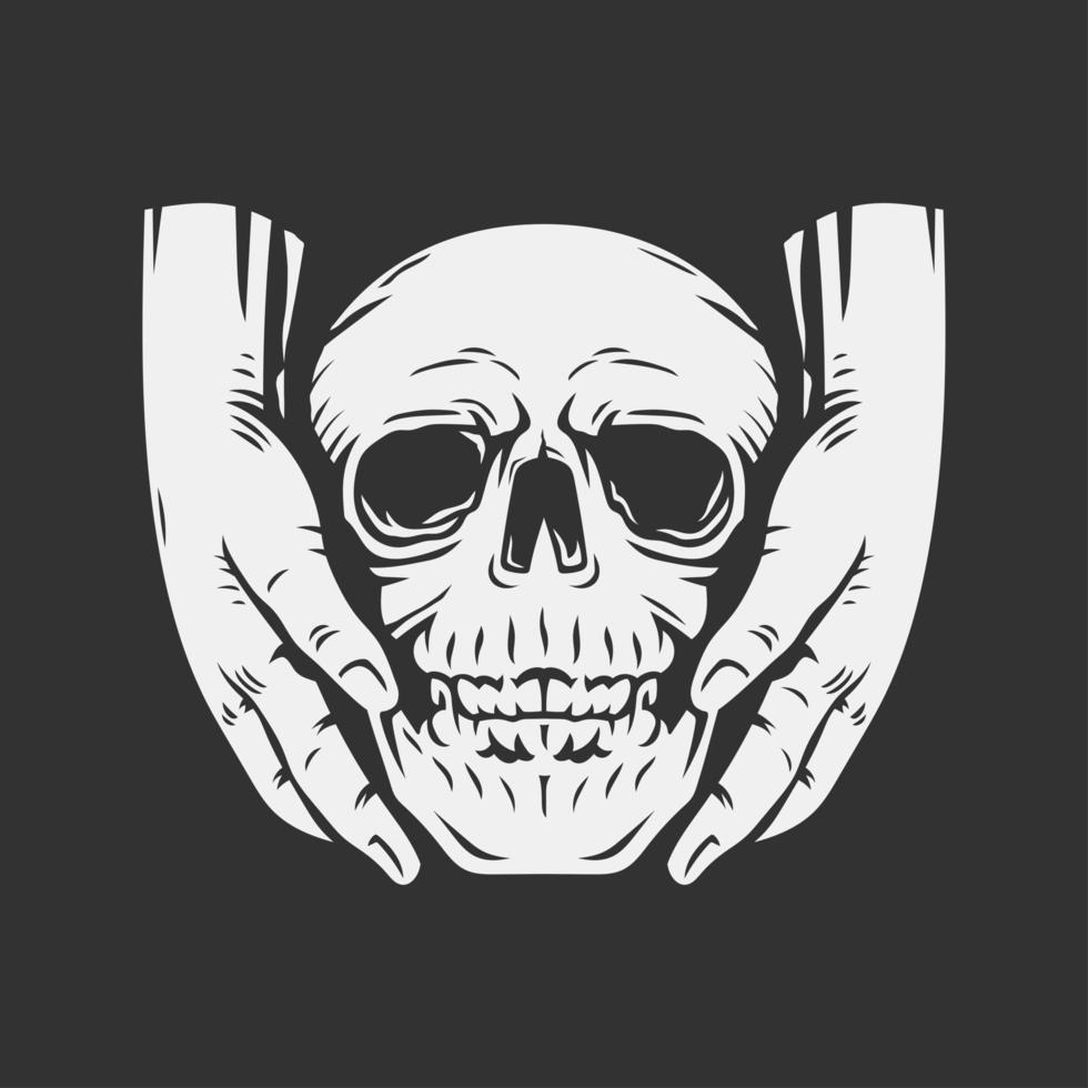 two hands carrying the skull vector