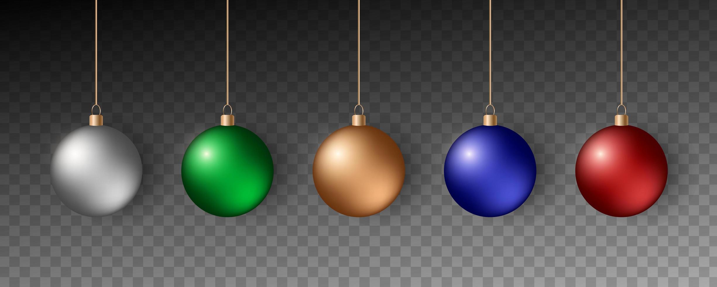 bolas de navidad de colores. conjunto de decoraciones realistas. vector