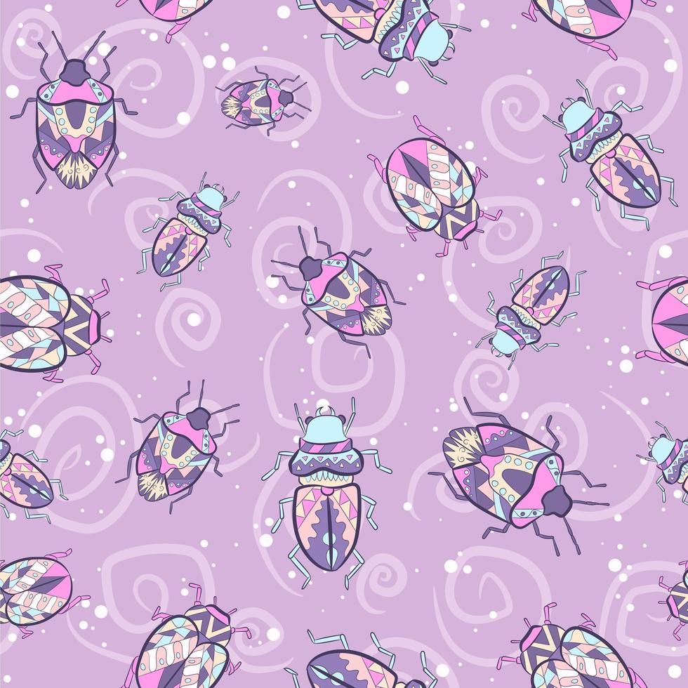 Hippie bohemian colored insects seamless pattern vector