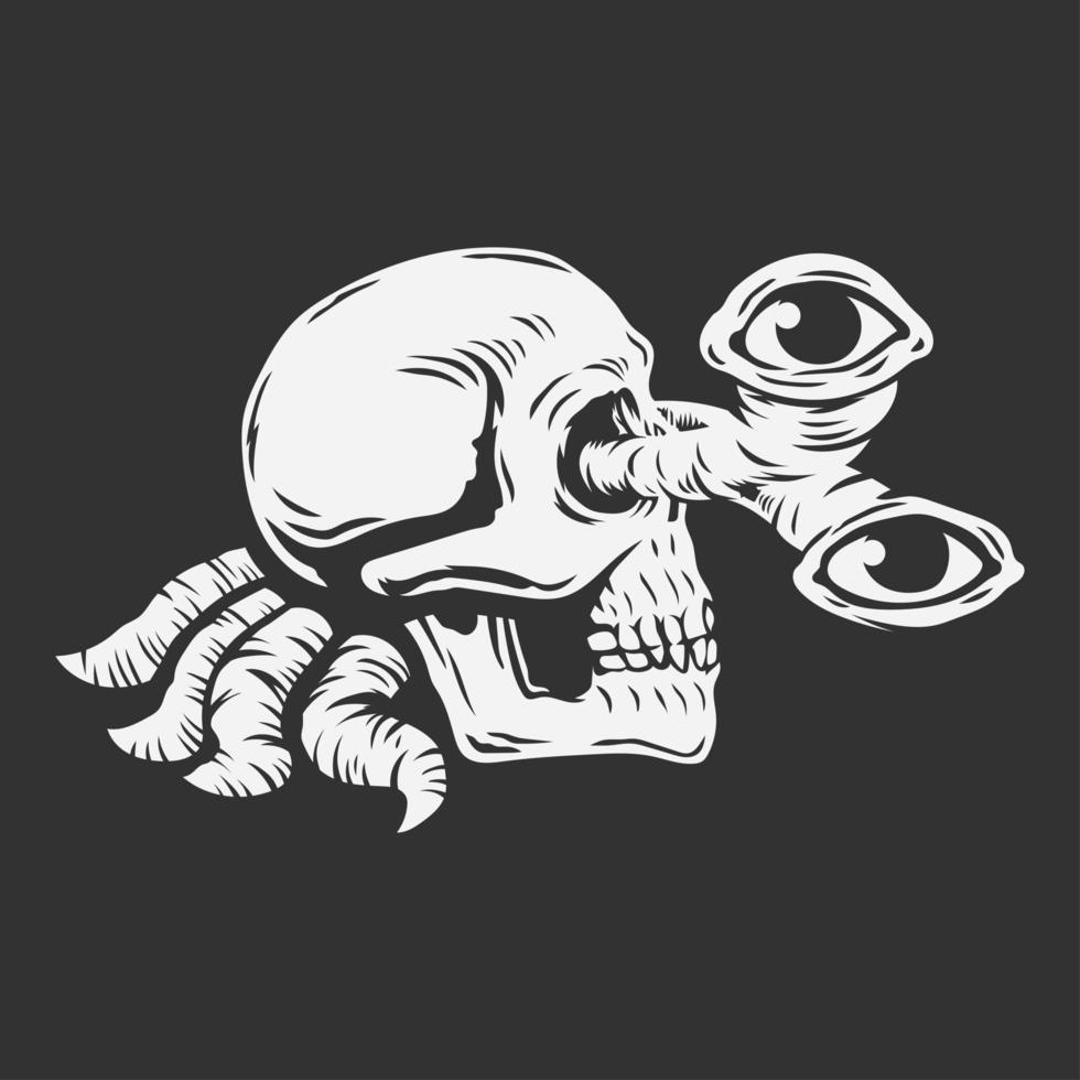 skull head with monster eyes coming out from sockets vector