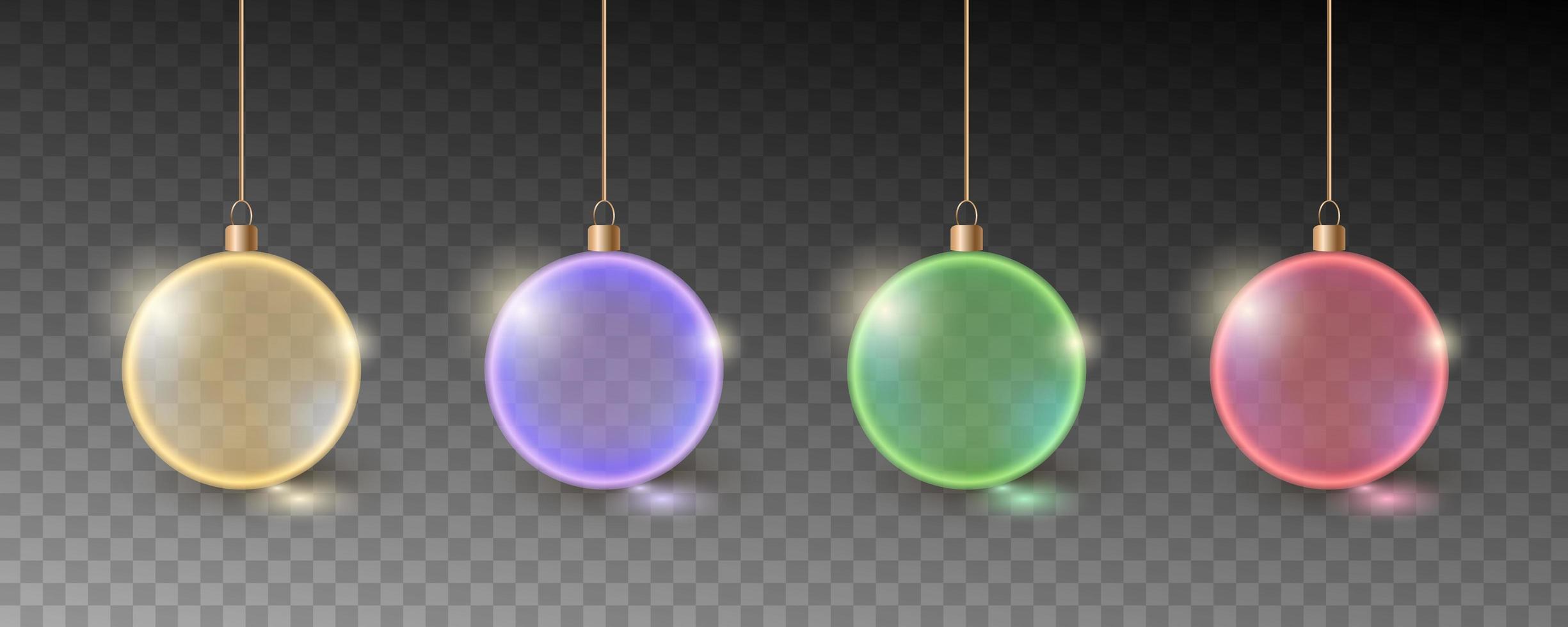 bolas de navidad de colores. conjunto de decoraciones realistas. vector
