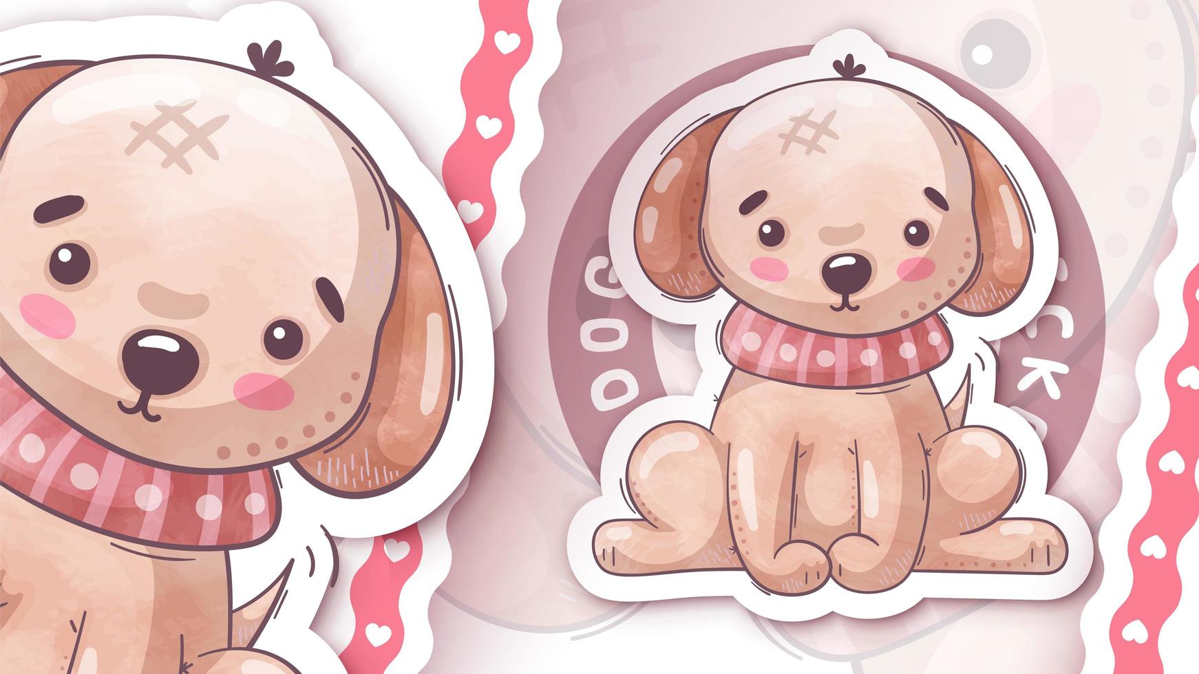 Cute puppy dog in sticker style vector