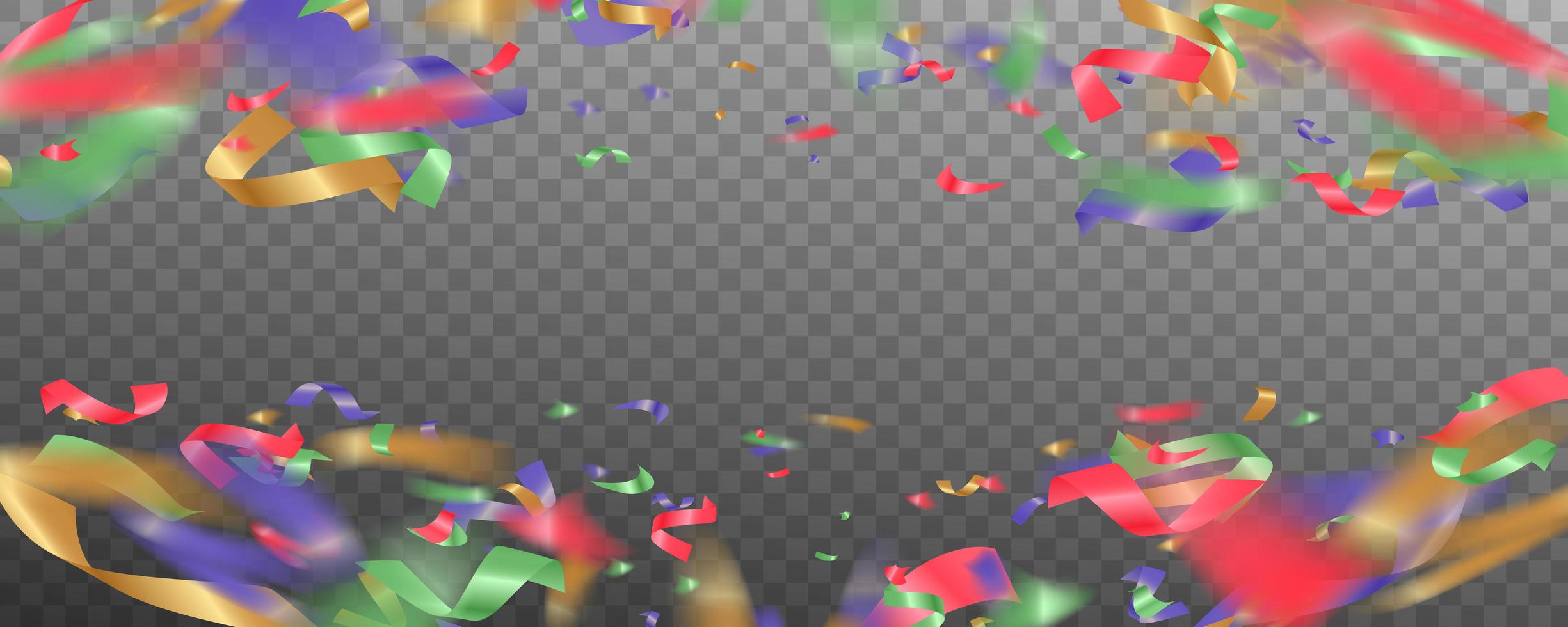 Colorful bright confetti isolated on transparent background. Abstract background with many falling tiny confetti pieces. vector