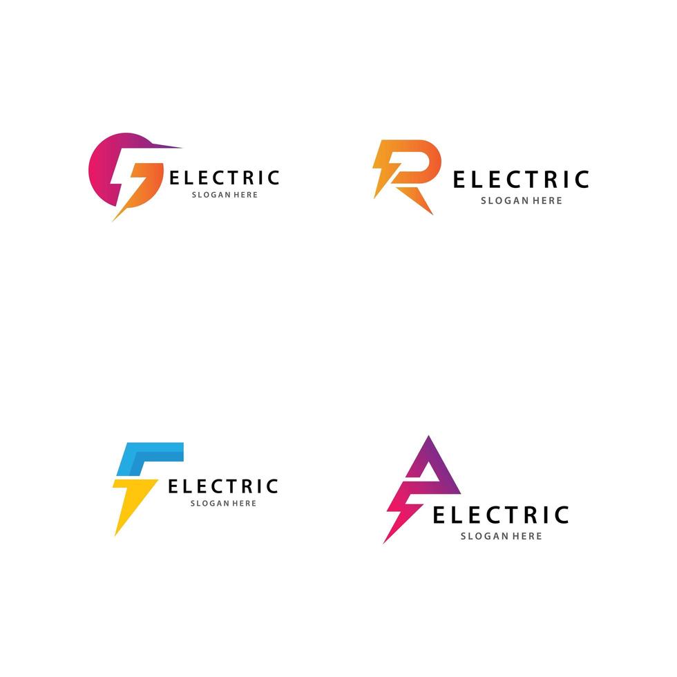 Electric logo icon set vector