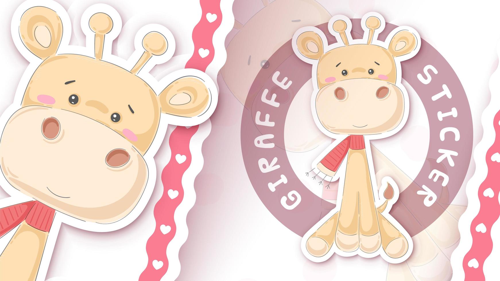 Cute giraffe character in sticker style vector