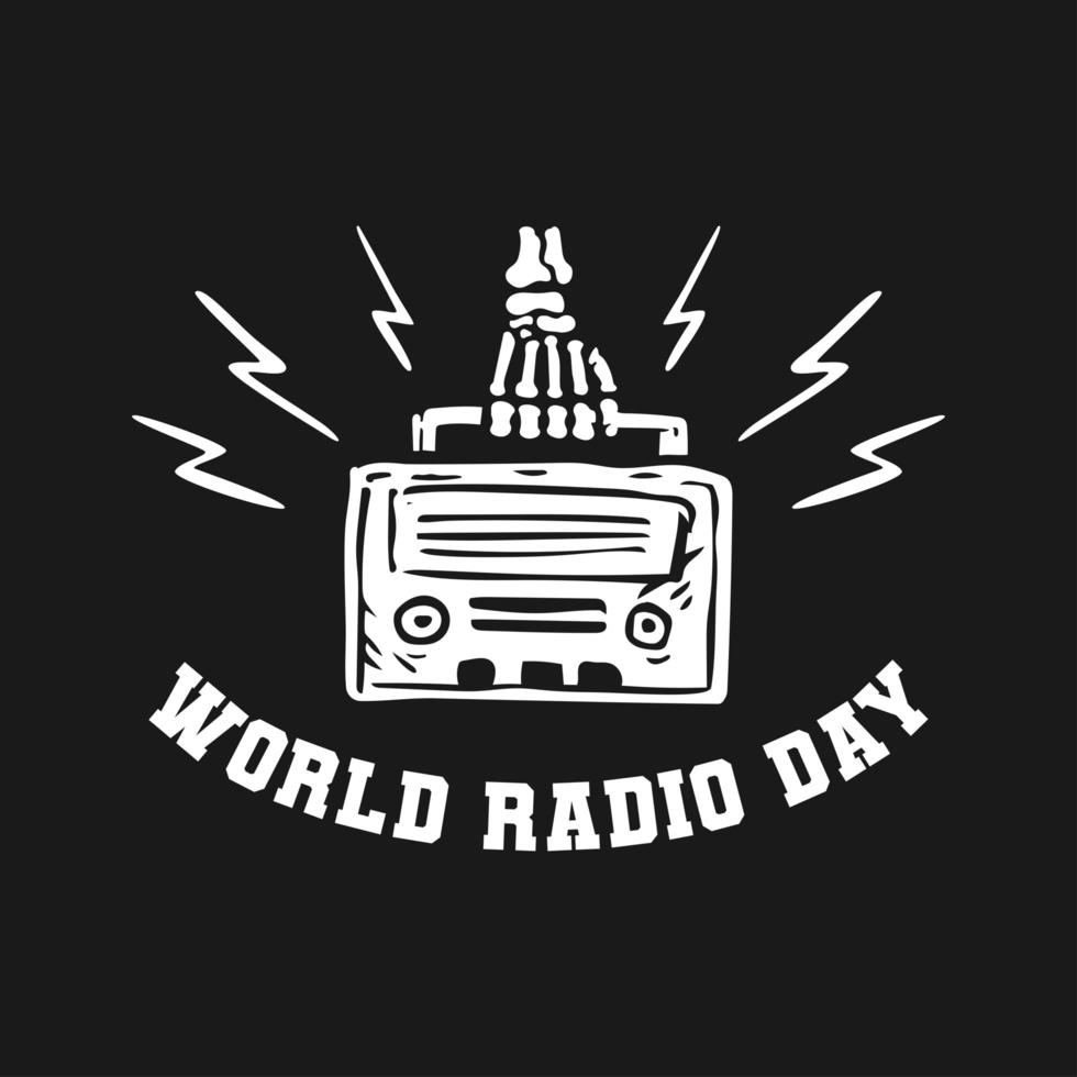 día mundial de la radio con el concepto de diseño de calavera vector