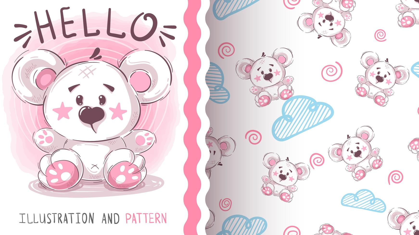 Cute polar bear seamless pattern vector