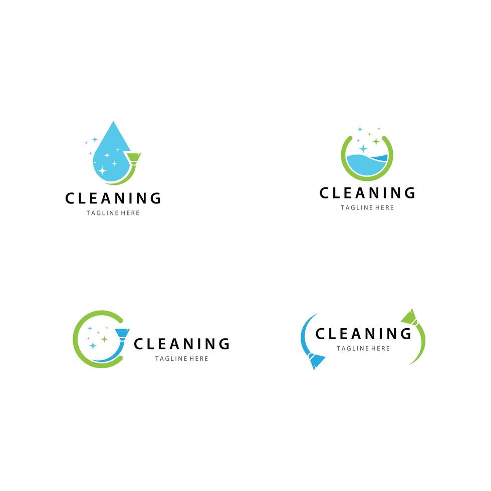 Cleaning logo icon set vector
